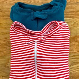 Baby organic zip footie in mini stripe (2-pack)